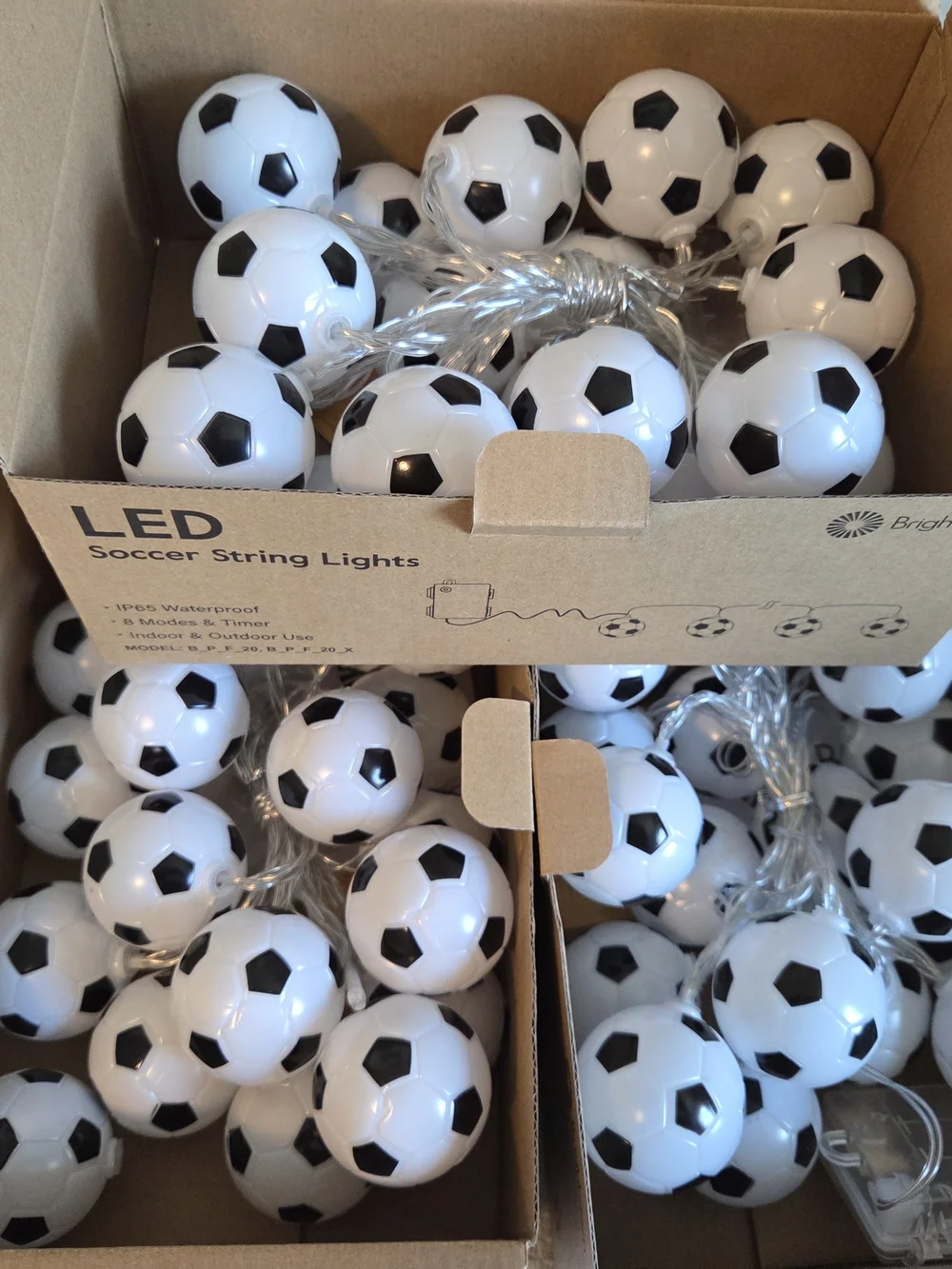 Brightown Soccer Ball LED String Lights - White & Black